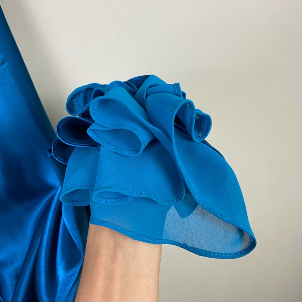 Betsy & Adam x Linda Bernell blue maxi mermaid gown - Picture 7 of 9